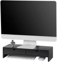Load image into Gallery viewer, Black Monitor Stand Desk Organizer with 2 Drawers