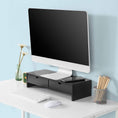 Load image into Gallery viewer, Black Monitor Stand Desk Organizer with 2 Drawers