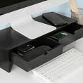 Load image into Gallery viewer, Black Monitor Stand Desk Organizer with 2 Drawers