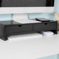 Load image into Gallery viewer, Black Monitor Stand Desk Organizer with 2 Drawers