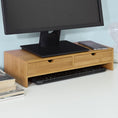 Load image into Gallery viewer, Bamboo Monitor Stand Desk Organizer with 2 Drawers
