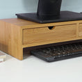 Load image into Gallery viewer, Bamboo Monitor Stand Desk Organizer with 2 Drawers