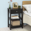 Load image into Gallery viewer, Black Bedside Table with 1 Drawer and 2 Shelves