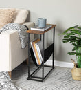 Load image into Gallery viewer, Industrial Side Table with Magazine Holder Sling and Metal Structure (Brown)