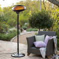 Load image into Gallery viewer, 2000W 2.1m Free Standing Adjustable Portable Outdoor Electric Patio Heater Black