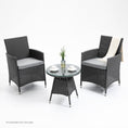 Load image into Gallery viewer, LONDON RATTAN 3 Piece Outdoor Furniture Set with Table and Chairs, Grey