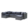 Load image into Gallery viewer, LONDON RATTAN 6 Seater Modular Outdoor Lounge Setting with Ottoman, Grey