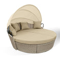 Load image into Gallery viewer, LONDON RATTAN 3pc Day Bed Round Lounge Outdoor Furniture, Beige Wicker and Canopy