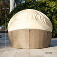 Load image into Gallery viewer, LONDON RATTAN 4pc Day Bed Round Lounge Outdoor Furniture, Beige Wicker and Canopy