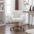 Load image into Gallery viewer, Fluffy Office Chair Faux Fur Modern Swivel Desk Chair-White