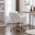 Load image into Gallery viewer, Fluffy Office Chair Faux Fur Modern Swivel Desk Chair-White