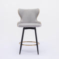 Load image into Gallery viewer, 2x Swivel Bar Stools Tufted Counter Chairs with Stud Trim and Metal Base-Light Grey