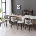 Load image into Gallery viewer, 2x Swivel Bar Stools Tufted Counter Chairs with Stud Trim and Metal Base-Light Grey
