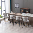 Load image into Gallery viewer, 2x Swivel Bar Stools Tufted Counter Chairs with Stud Trim and Metal Base-Light Grey