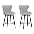 Load image into Gallery viewer, 2x Swivel Bar Stools Tufted Counter Chairs with Stud Trim and Metal Base-Light Grey