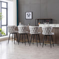 Load image into Gallery viewer, 2x Swivel Bar Stools Tufted Counter Chairs with Stud Trim and Metal Base-Light Grey