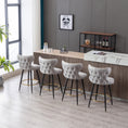 Load image into Gallery viewer, 2x Swivel Bar Stools Tufted Counter Chairs with Stud Trim and Metal Base-Light Grey
