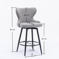 Load image into Gallery viewer, 2x Swivel Bar Stools Tufted Counter Chairs with Stud Trim and Metal Base-Light Grey