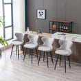 Load image into Gallery viewer, 2x Swivel Bar Stools Tufted Counter Chairs with Stud Trim and Metal Base-Light Grey