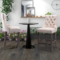 Load image into Gallery viewer, 2X Velvet Beige Bar Stools with Studs Trim Wooden Legs Tufted Dining Chairs Kitchen