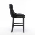 Load image into Gallery viewer, 2X Velvet Black Bar Stools with Studs Trim Wooden Legs Tufted Dining Chairs Kitchen