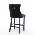 Load image into Gallery viewer, 2X Velvet Black Bar Stools with Studs Trim Wooden Legs Tufted Dining Chairs Kitchen