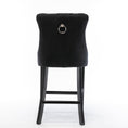 Load image into Gallery viewer, 2X Velvet Black Bar Stools with Studs Trim Wooden Legs Tufted Dining Chairs Kitchen