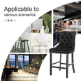 Load image into Gallery viewer, 2X Velvet Black Bar Stools with Studs Trim Wooden Legs Tufted Dining Chairs Kitchen