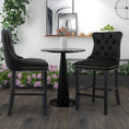 Load image into Gallery viewer, 2X Velvet Black Bar Stools with Studs Trim Wooden Legs Tufted Dining Chairs Kitchen