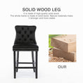 Load image into Gallery viewer, 2X Velvet Black Bar Stools with Studs Trim Wooden Legs Tufted Dining Chairs Kitchen