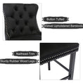 Load image into Gallery viewer, 2X Velvet Black Bar Stools with Studs Trim Wooden Legs Tufted Dining Chairs Kitchen