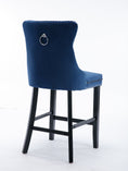Load image into Gallery viewer, 2X Velvet Blue Bar Stools with Studs Trim Wooden Legs Tufted Dining Chairs Kitchen
