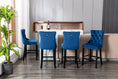 Load image into Gallery viewer, 2X Velvet Blue Bar Stools with Studs Trim Wooden Legs Tufted Dining Chairs Kitchen