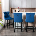 Load image into Gallery viewer, 2X Velvet Blue Bar Stools with Studs Trim Wooden Legs Tufted Dining Chairs Kitchen