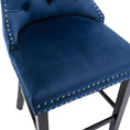 Load image into Gallery viewer, 2X Velvet Blue Bar Stools with Studs Trim Wooden Legs Tufted Dining Chairs Kitchen