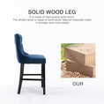 Load image into Gallery viewer, 2X Velvet Blue Bar Stools with Studs Trim Wooden Legs Tufted Dining Chairs Kitchen