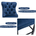 Load image into Gallery viewer, 2X Velvet Blue Bar Stools with Studs Trim Wooden Legs Tufted Dining Chairs Kitchen