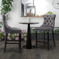 Load image into Gallery viewer, 2X Velvet Gray Bar Stools with Studs Trim Wooden Legs Tufted Dining Chairs Kitchen