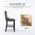 Load image into Gallery viewer, 2X Velvet Gray Bar Stools with Studs Trim Wooden Legs Tufted Dining Chairs Kitchen