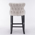 Load image into Gallery viewer, 2x Velvet Upholstered Button Tufted Bar Stools with Wood Legs and Studs-Beige