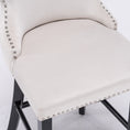 Load image into Gallery viewer, 2x Velvet Upholstered Button Tufted Bar Stools with Wood Legs and Studs-Beige