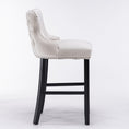 Load image into Gallery viewer, 2x Velvet Upholstered Button Tufted Bar Stools with Wood Legs and Studs-Beige