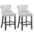 Load image into Gallery viewer, 2x Velvet Upholstered Button Tufted Bar Stools with Wood Legs and Studs-Beige