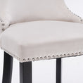 Load image into Gallery viewer, 2x Velvet Upholstered Button Tufted Bar Stools with Wood Legs and Studs-Beige