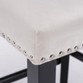 Load image into Gallery viewer, 2x Velvet Upholstered Button Tufted Bar Stools with Wood Legs and Studs-Beige