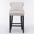 Load image into Gallery viewer, 2x Velvet Upholstered Button Tufted Bar Stools with Wood Legs and Studs-Beige