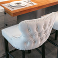 Load image into Gallery viewer, 2x Velvet Upholstered Button Tufted Bar Stools with Wood Legs and Studs-Beige