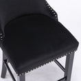Load image into Gallery viewer, 2x Velvet Upholstered Button Tufted Bar Stools with Wood Legs and Studs-Black