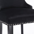Load image into Gallery viewer, 2x Velvet Upholstered Button Tufted Bar Stools with Wood Legs and Studs-Black