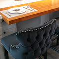 Load image into Gallery viewer, 2x Velvet Upholstered Button Tufted Bar Stools with Wood Legs and Studs-Black
